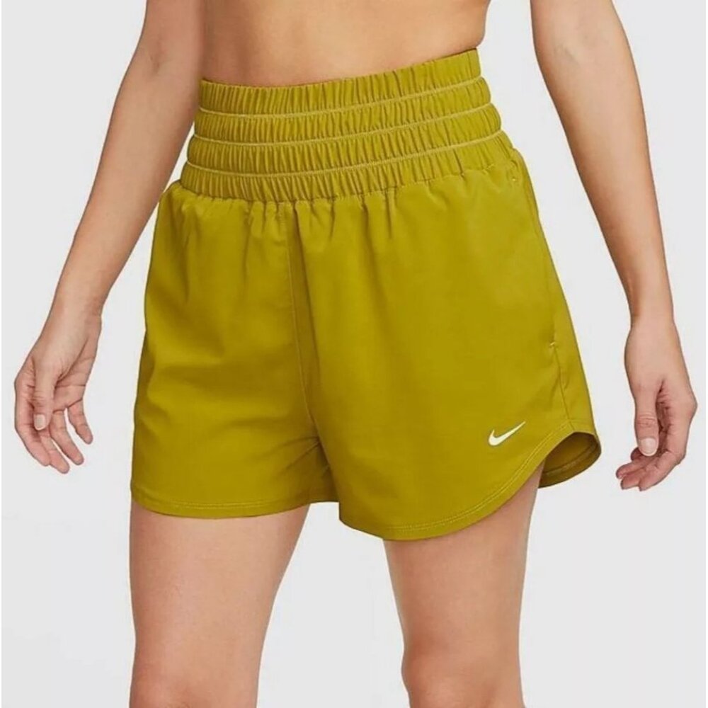 Nike One Dri-FIT Women's Ultra High-Waisted 3" Brief-Lined Shorts Medium Green N
